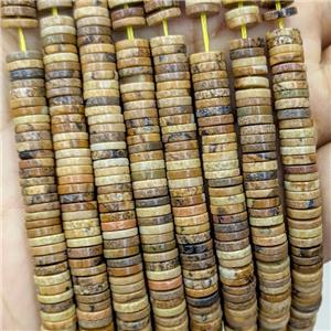 Natural Picture Jasper Heishi Beads, approx 1x6mm