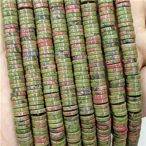 Natural Unakite Heishi Beads Green, approx 1x6mm