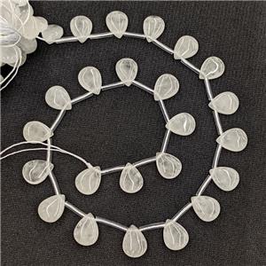 Natural Clear Crystal Quartz Teardrop Beads Smooth Topdrilled, approx 10-14mm