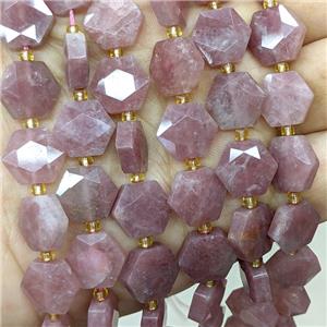 Rose Quartz Hexagon Beads, approx 12mm
