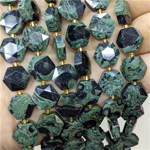 Natural Green Kambaba Jasper Hexagon Beads, approx 12mm
