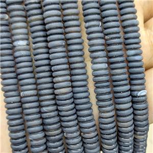Black Stripe Agate Heishi Beads Dye Matte, approx 6mm