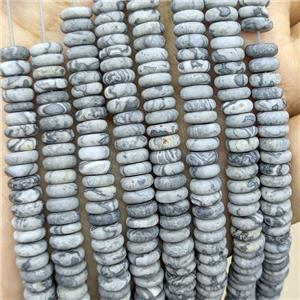 Gray Map Jasper Heishi Beads Matte, approx 6mm