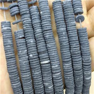 Black Agate Heishi Beads Dye Matte, approx 6mm