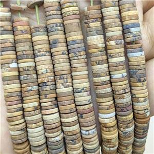 Picture Jasper Heishi Beads Matte, approx 6mm