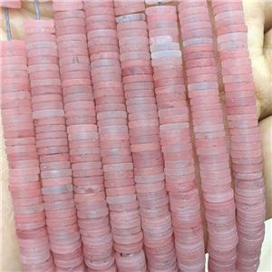 Pink Synthetic Quartz Heishi Beads Matte, approx 6mm