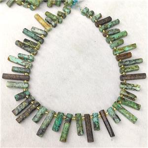 Natural African Turquoise Stick Beads Topdrilled Matte, approx 7-30mm