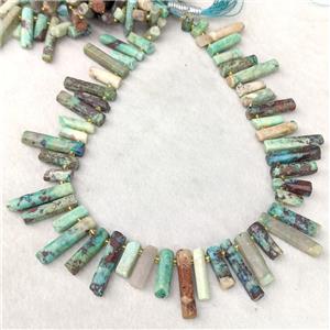 Chrysocolla Stick Beads Topdrilled, approx 7-30mm