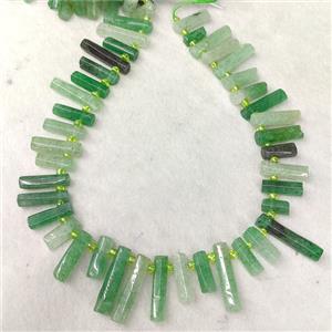 Green Strawberry Quartz Stick Beads Topdrilled, approx 7-30mm