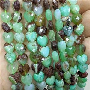 Natural Australian Chrysoprase Heart Beads Green Faceted, approx 8mm