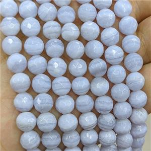 Natural Blue Lace Agate Beads Faceted Round, approx 8mm