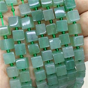 Natural Green Aventurine Cube Beads, approx 8mm