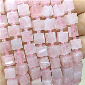 Natural Pink Rose Quartz Cube Beads, approx 8mm