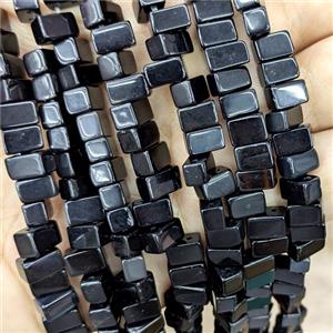 Natural Black Obsidian Rectangle Beads 2holes, approx 10-12mm