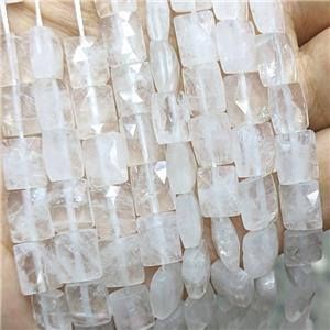 Natural Clear Crystal Quartz Beads Faceted Rectangle, approx 8-10mm