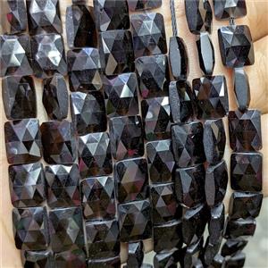 Natural Black Obsidian Beads Faceted Rectangle, approx 8-10mm
