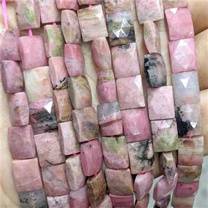 Natural Chinese Pink Rhodonite Beads Faceted Rectangle, approx 8-10mm