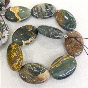 Natural Ocean Agate Oval Beads, approx 30-45mm
