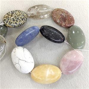 Natural Gemstone Oval Beads Mixed, approx 30-45mm
