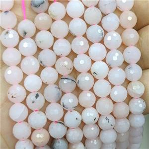Jade Beads Dye faceted Round Lt.pink, approx 8mm