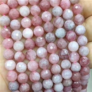 Pink Jade Beads Dye faceted Round, approx 8mm