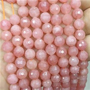 Peach Jade Beads Dye faceted Round, approx 8mm