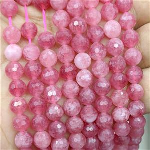 Red Jade Beads Dye faceted Round, approx 8mm