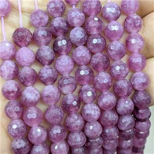 Red Jade Beads Dye faceted Round, approx 8mm