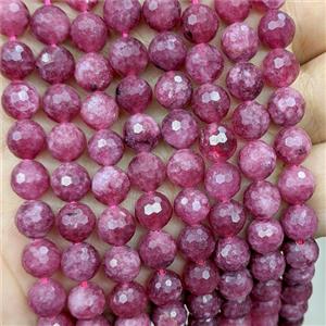 Red Jade Beads Dye faceted Round, approx 8mm