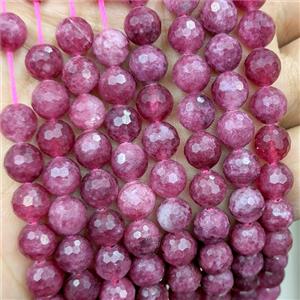 Red Jade Beads Dye faceted Round, approx 8mm