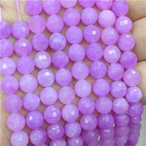 Lavender Jade Beads Dye faceted Round, approx 8mm
