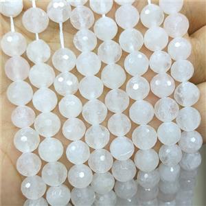 White Jade Beads Dye faceted Round, approx 8mm
