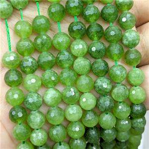 Green Jade Beads Dye faceted Round, approx 8mm