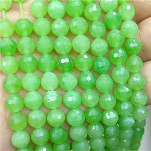 Green Jade Beads Dye faceted Round, approx 8mm