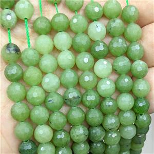 Green Jade Beads Dye faceted Round, approx 8mm