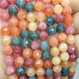 Jade Beads Dye faceted Round Mix Color, approx 8mm