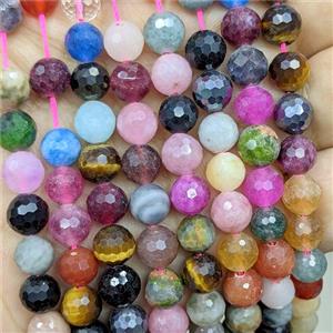 Jade Beads Dye faceted Round Mix Color, approx 8mm