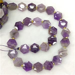 Natural Purple Amethyst Hexagon Beads, approx 12-13mm