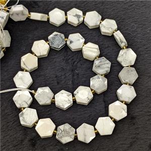 Natural White Howlite Turquoise Hexagon Beads, approx 12-13mm