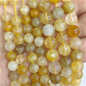 Natural Golden Rutilated Quartz Beads Smooth Round, approx 10mm