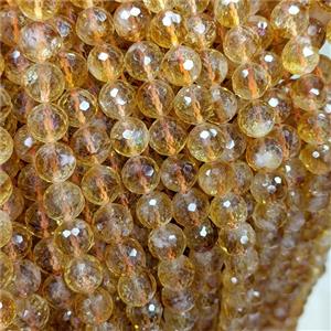Natural Yellow Citrine Beads Faceted Round AA-Grade, approx 12mm