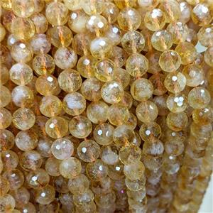 Natural Yellow Citrine Beads Faceted Round, approx 10mm