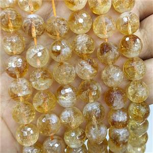 Natural Yellow Citrine Beads Faceted Round, approx 10mm