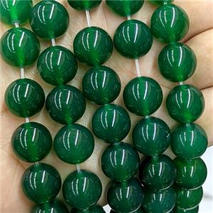 Natural Agate Beads Green Dye Smooth Round, approx 14mm