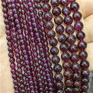 Natural Purple Garnet Beads Smooth Round, approx 3mm