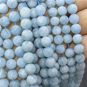 Natural Blue Aquamarine Beads Smooth Round A-Grade, approx 8mm