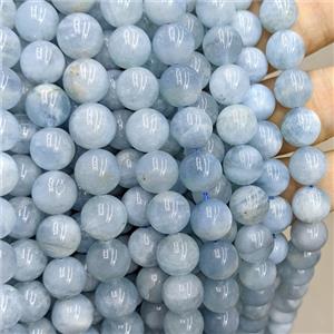 Natural Blue Aquamarine Beads A-Grade Smooth Round, approx 10mm