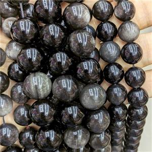 Natural Silver Obsidian Beads Smooth Round, approx 8mm