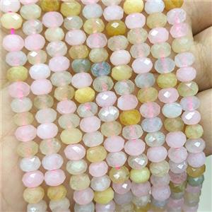 Natural Morganite Beads Multicolor Faceted Rondelle, approx 4x6mm