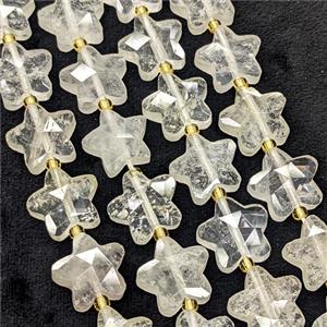 Natural Clear Crystal Quartz Star Beads Faceted, approx 14mm